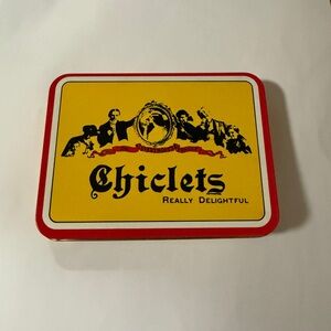 Vintage 1994 Hinged Yellow and Red Chiclets Tin